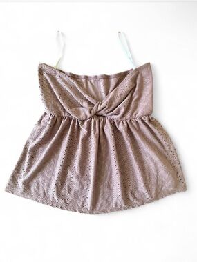 SHEIN Taupe Twist-Front Eyelet Camisole